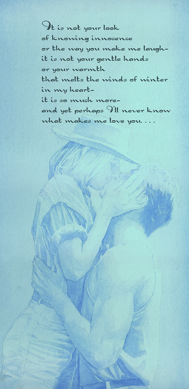 Romantic blue Watercolour of Couple embracing Romantic blue Watercolour of Couple embracing