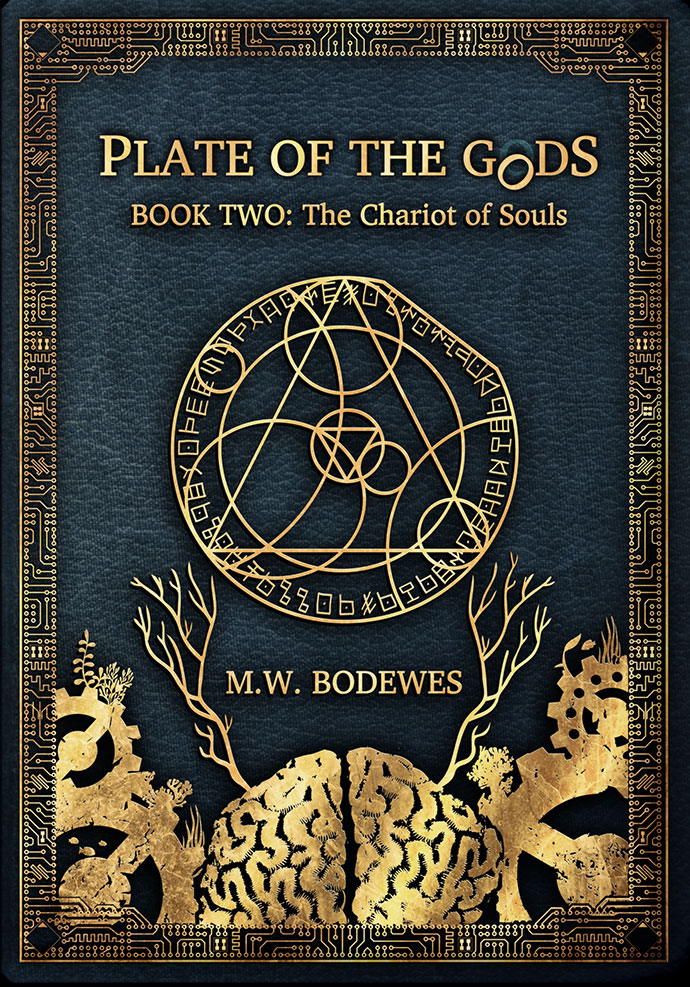 Faux Leather Bound Front Cover For Mark Bodewes' Chariot of Souls the sequel to Plate of the Gods Faux Leather Bound Front Cover For Mark Bodewes' Chariot of Souls the sequel to Plate of the Gods