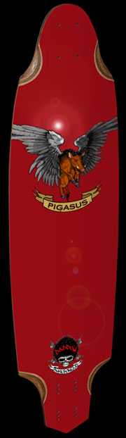 Pigasus skateboard deck art Pigasus skateboard deck art