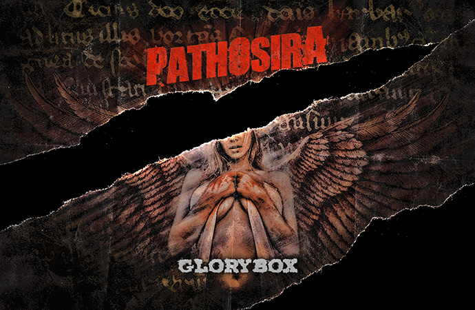 Pathosira early faux concept album art featuring blonde fem-angel -redacted- hence the rips blonde female angel photographic manipulation