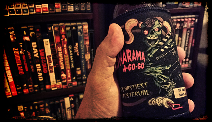 slightly dodge Trasharama film festival stubbie holder photo- photographer was drunk. slightly dodge Trasharama stubbie holder photo