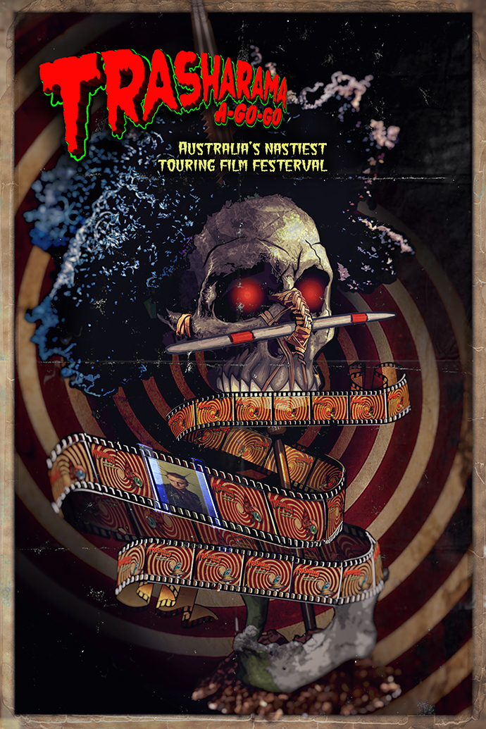 Panel Art For the Trasharama agogo short film Festival featuring Long Pig - the Head onna Stick Panel Art For the Trasharama agogo short film Festival featuring Long Pig - the Head onna Stick