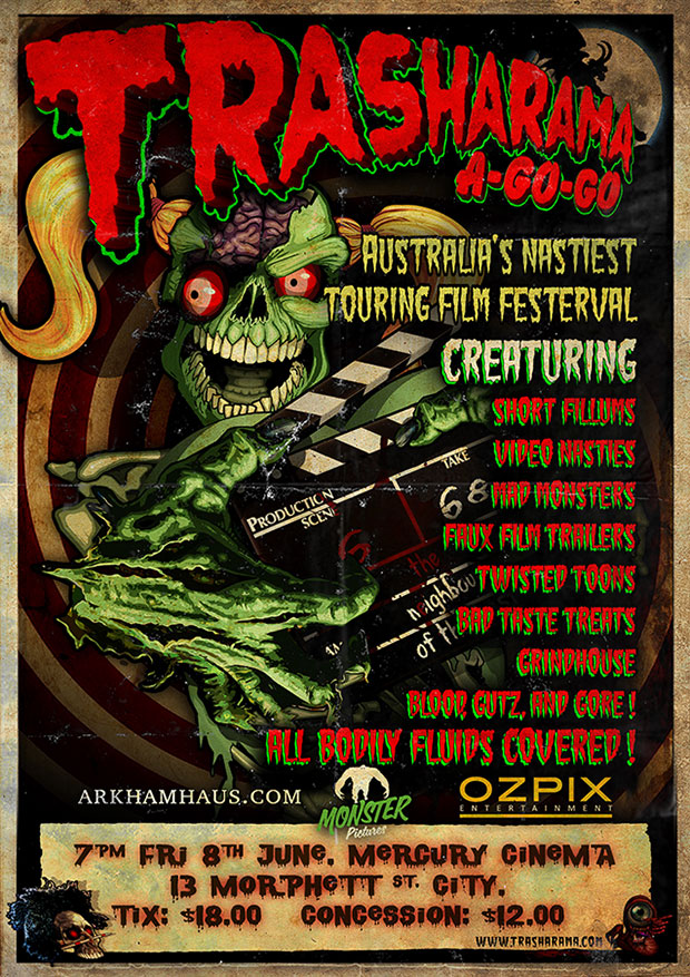 Trasharama film Festival's 2nd Assistant Camera-Ghoul -- A decaying clapper loader or second assistant camera ghoul (2nd AC) is part of a film cruel whose main disfunctions are loading the raw film stock into camera magazines, operating the clapperboard (slate) at the beginning of each take, marking the actors as necessary, and maintaining all records and paperwork for the camera department. Trasharama film Festival's 2nd Assistant Camera-Ghoul